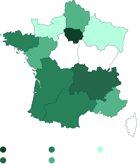 Carte de France - rÃ©partitions des acteurs engagÃ©s