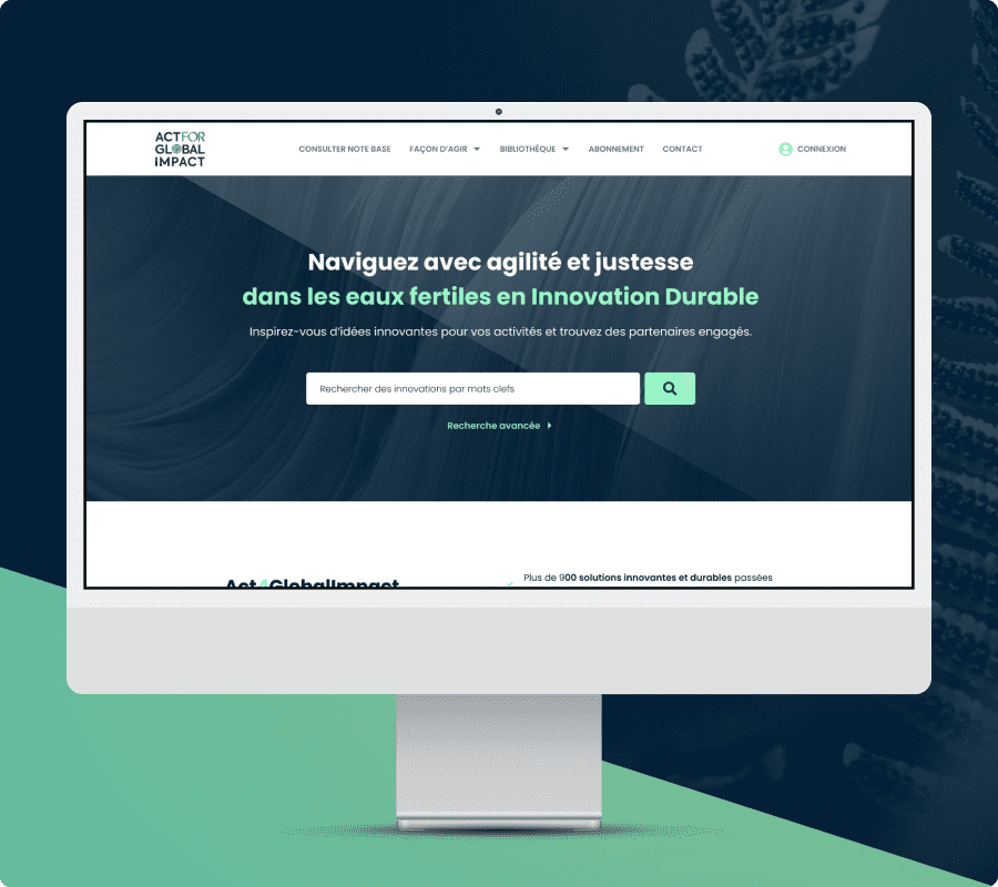 Ecran Page d'accueil de la plateforme A4GI